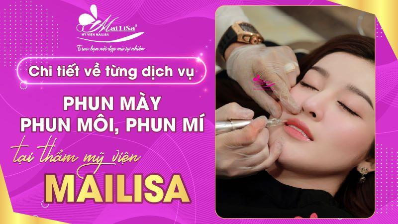 Các dịch vụ thẩm mỹ đa dạng tại Thẩm mỹ viện Mailisa Cần Thơ, bao gồm chăm sóc da, phun xăm, giảm béo